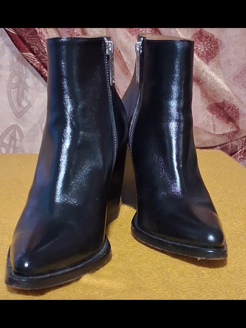 Chloe Black Leather Ankle Booties with Side Zip